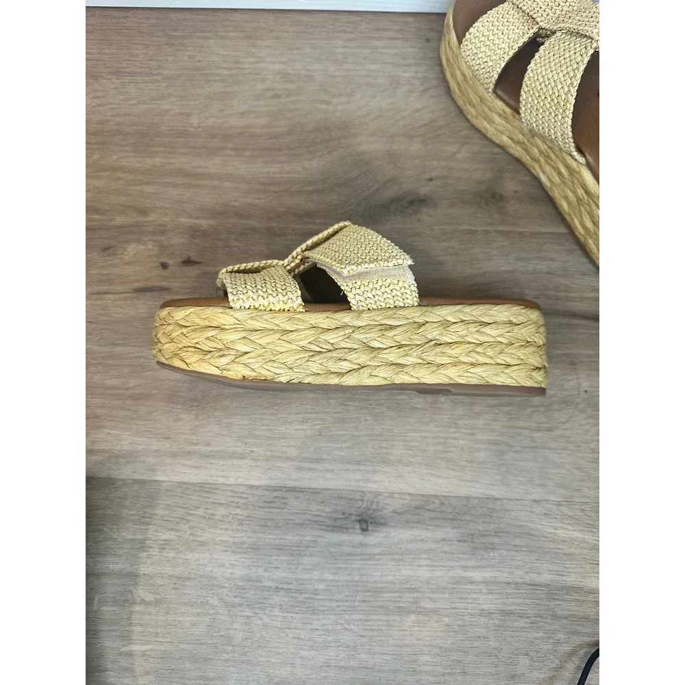 Zodiac Izzy Platform Slide Sandals Womens 5.5 Natural Woven Espadrille Boho Chic